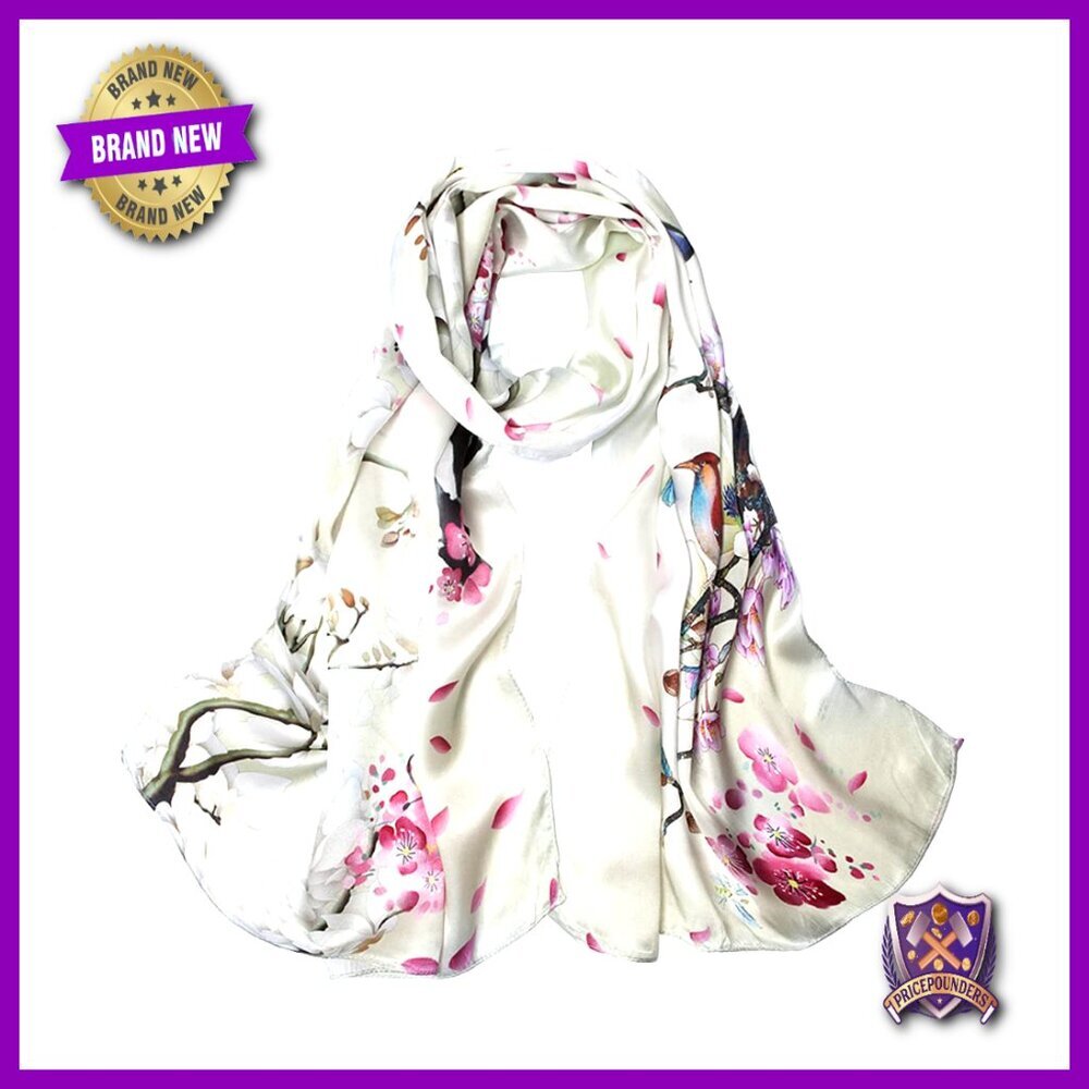 Large 100% Mulberry Silk Scarf Shawl Head Wrap Women's Fashion Accessory